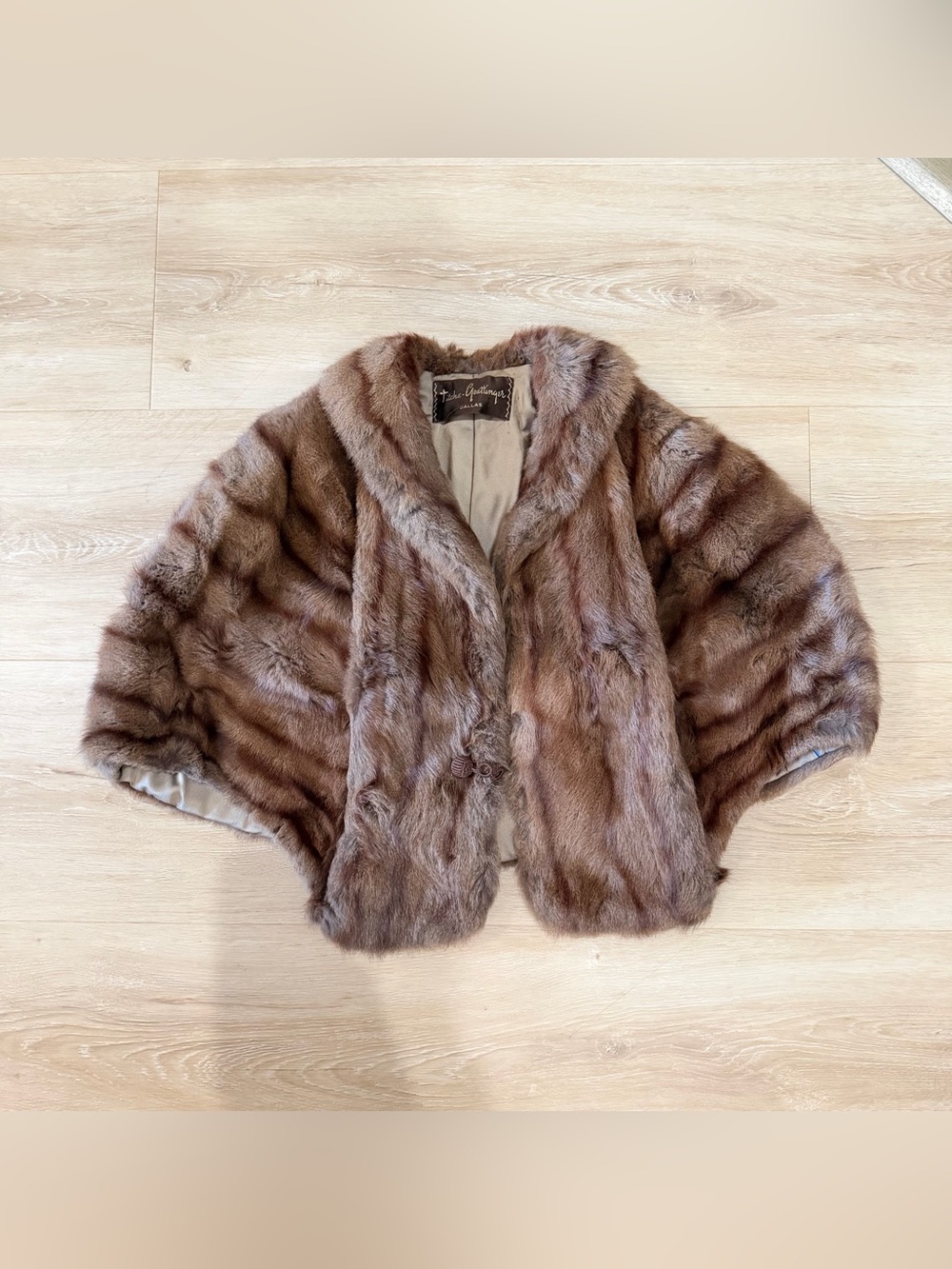 Vintage 50s/60s Titche-Goettinger Dallas Mink Fur Caplet Stole Shawl